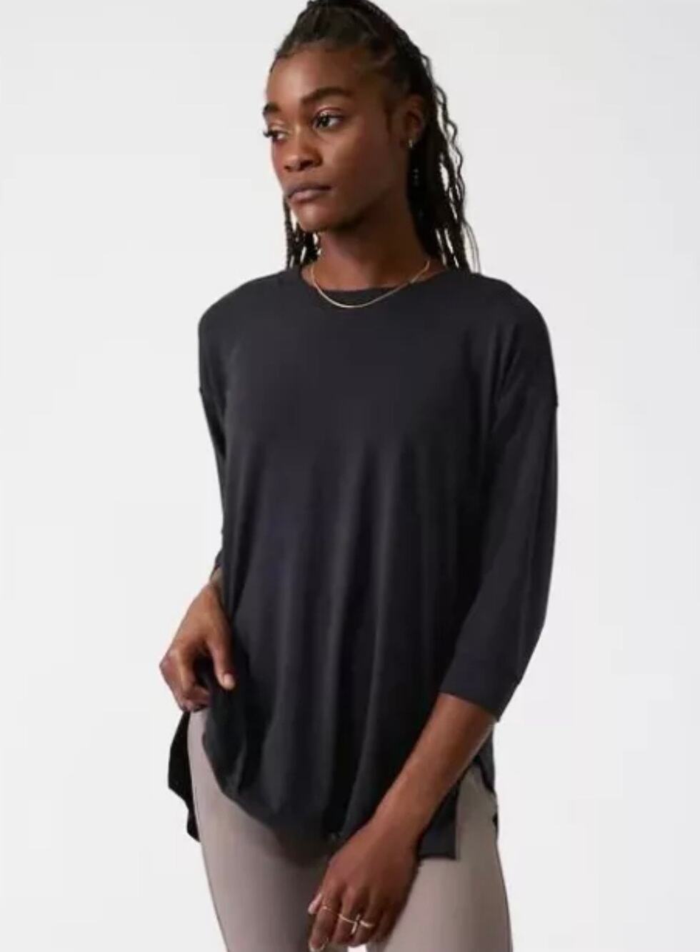 Athleta Women’s Tranquility Top Black Yoga Activewear Outdoor Shirt size Small